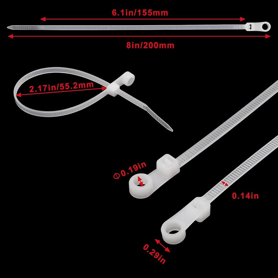 小物 vatie YuGtcen Zip Ties with Screw Hole 8 inch, 150 Pcs Mountable